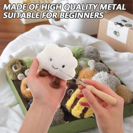 AOZUO Felting Needles for Dry Felting Set, 60 Pieces, 3 Sizes Felting Needles with 3 Pieces Felt Wooden Handle Tool, Felt Needle Handle Made of Wood, Needle Felting Starter Set, for Dry Felting Set,