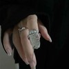 Inateannal Pearl Fingernail Ring Open Nails Ring Chain Fingertip Manicure