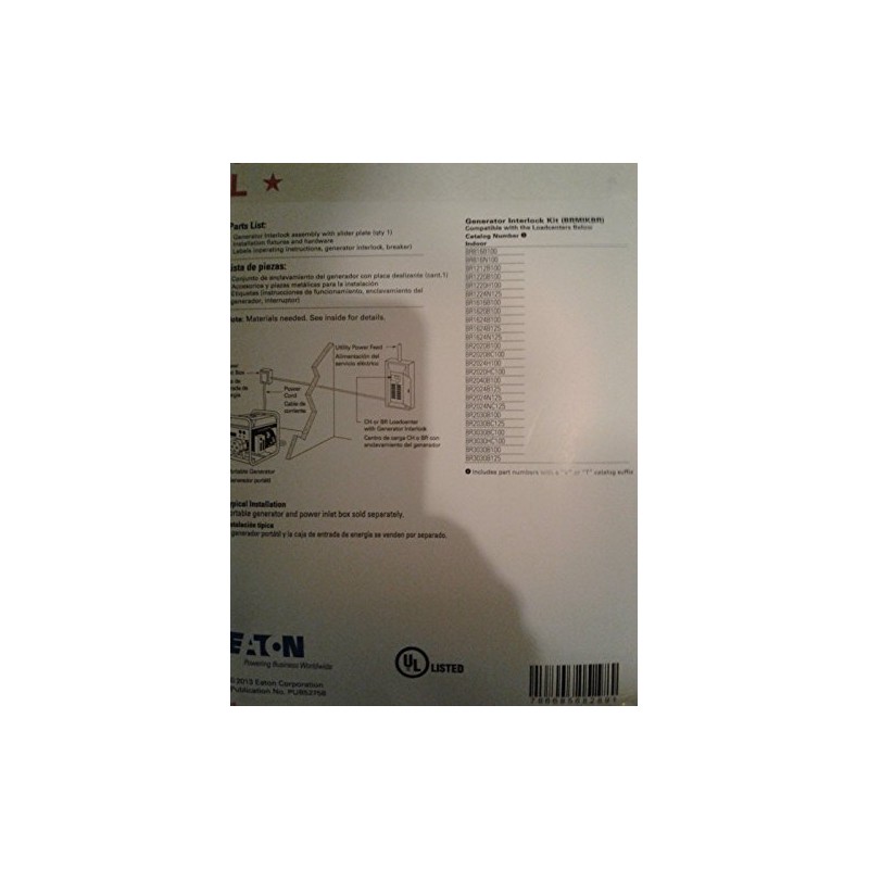 Eaton Generator Interlock Kit 100A-125A BRMIKBR Type BR