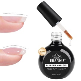 EBANKU Builder Nail Gel, Large Capacity Clear Gel Builder for Nail Thickening, Nail Strengthener Building Extension Gel in A Bottle, 8 in 1 Soak Off Builder Nail Gel for Starters 30ML