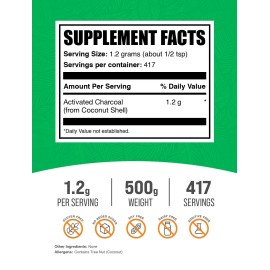 BulkSupplements Activated Charcoal Powder 1 Pound Natural Nutritional Supplement For Wellness