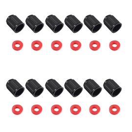 bk-20s Air Valve Cap for Automobiles [With Sealed Gasket Ring] Resin Black [Set of 12]