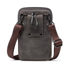 hengwin Genuine Leather Men Cross Body Bag, Shoulder Pouch Sling Bag Mens For Travel Hiking, Multifunctional Wallet Organiser with Belt Clip and adjustable Strap
