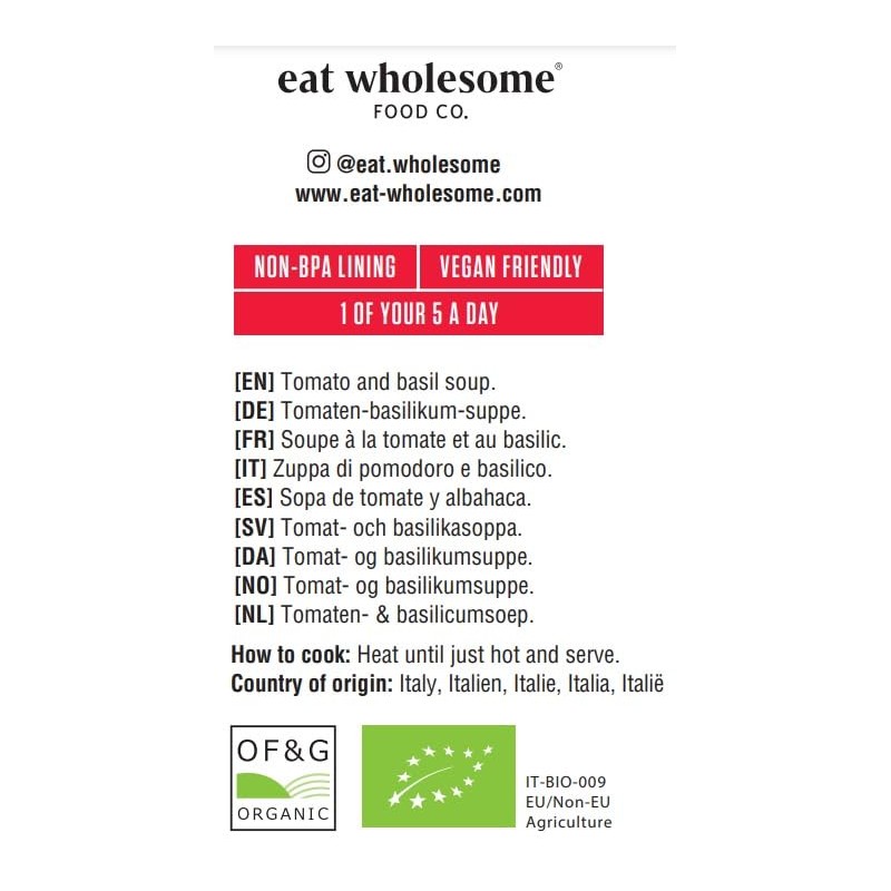 Eat Wholesome Organic Tomato & Basil Soup 400 g