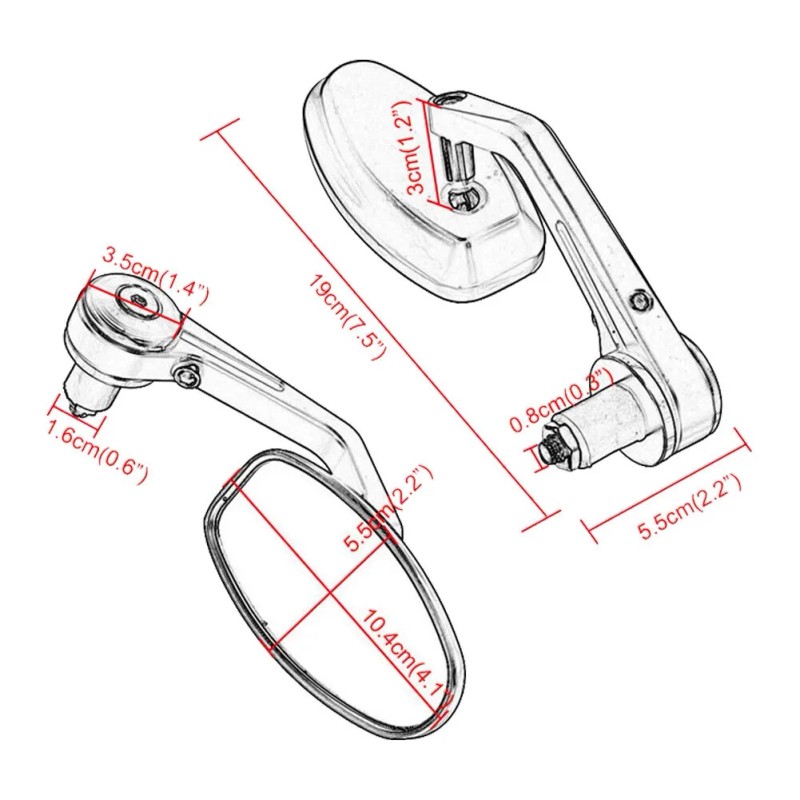 Unbranded Motorcycle 7/8" Handle Bar End Rearview Side Mirrors Fit