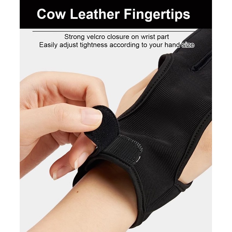SUJAYU 3 Finger Archery Glove, Leather Fingers Protector Shooting Gloves