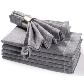 Juego de 6 servilletas de tela texturizada de algodón (20 x 20 pulgadas, gris carbón) 100% algodón, para uso diario, servilletas de tela de gran tamaño con esquinas ingletadas, ultra suaves, duraderas y de calidad de hotel