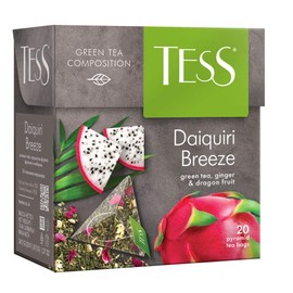 Tess Daiquiri Breeze Green Tea Composition Green Tea, Ginger and Dragon Fruit Leaf Tea in 20 Pyramid Sachets
