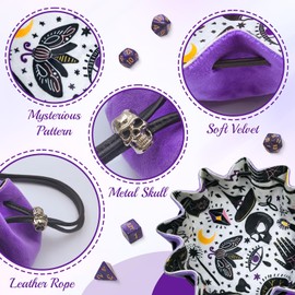 Teeloray 2 in 1 Dice Bag, Dice Box, DND Dice Bag, Foldable Dice Mat and Dice Bag with Drawstring and 7 Dice for Dungeons and Dragons RPG Dice Gaming D&D, Other Table Games