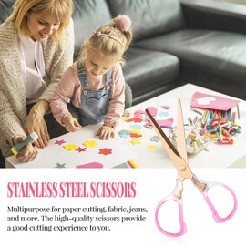 Clear Acrylic Fade Pink Craft Scissors 5.9" Office Scissors Desk Stationery Fabric Scissors Heavy Duty Multipurpose Leather Arts Paper Shears