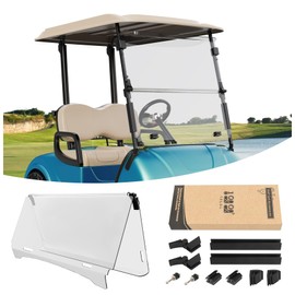 10L0L Golf Cart Windshield for Yamaha Drive/G29 Gas or Electric (2007-2016 Models), Shatterproof and Foldable- Clear & Tinted (Clear)