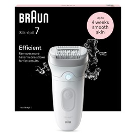 Braun Silk-épil 7 Epilator for Easy Hair Removal, Long-Lasting Smooth Skin, 7-011, White/Silver