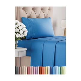 Twin Size 3 Piece Sheet Set - Comfy Breathable & Cooling Sheets - Hotel Luxury Bed Sheets for Women, Men, Kids & Teens - Deep Pockets, Easy-Fit, Wrinkle Free Sheets - Royal Blue Oeko-Tex Bed Sheet Set