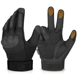 KUMGIM Tactical Gloves for Men Women, Motorcycle Gloves Touchscreen Airsoft Hunting Shooting Gloves Black Tan for Outdoor Paintball Work Motorcycle Climbing Survival Training