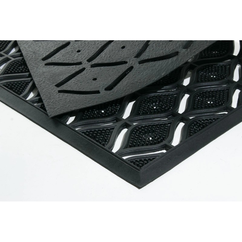 HomeRoots 22" X 36" Black Rubber Outdoor Door Mat