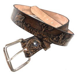 Fishing Design Handmade Mens Leather Belt Western Work Casual Belt 1.5" Wide Cocoa (50)
