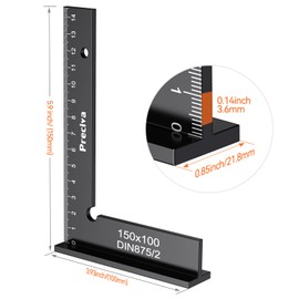 150x100mm Precision Right Angle Positioning Block, Preciva Aluminium Square, Layout Hand Measuring Tool for Machine Set-Up and Laboratory Use