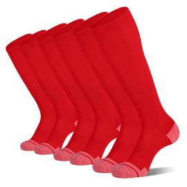 CS CELERSPORT 3 Pack Baseball Softball Soccer Socks Over the Calf Sports Tube Socks for Youth Men and Women Kids Boys Girls Small Red