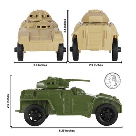 TimMee Recon Patrol Armored Cars OD Green & Tan Plastic Army Men Scout Vehicles