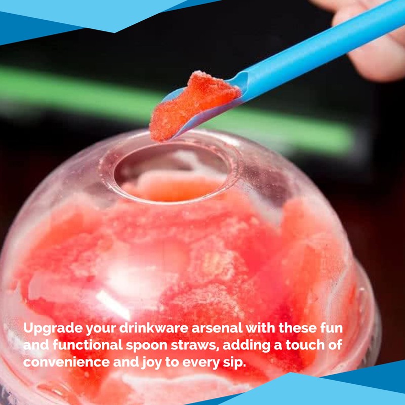 Concession Essentials 8'' Unwrapped Snow Cone Spoon Straw Assorted Bright