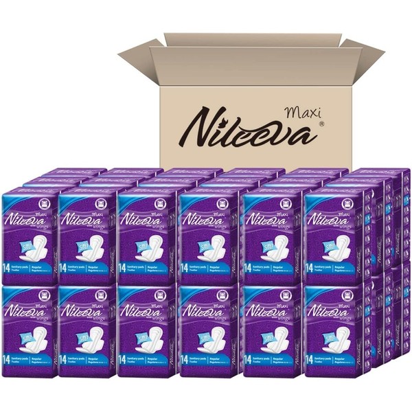 Nileeva Care Maxi Sanitary Napkins with Wings – Ultra Soft, Super Absorbency & Individually Wrapped Super Value Bulk Pack (14 Pads/Pack X 36 Packs = 504 Pads)