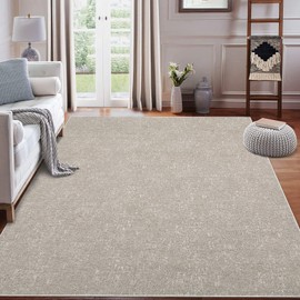 ROYHOME Area Rug 8x10 Machine Washable Modern Solid Textured Area Rug Indoor Farmhouse Yarn Dyed Jacquard Accent Rug Stain Resistant Non-Slip Floor Cover Carpet Rug for Living Room Bedroom, Taupe