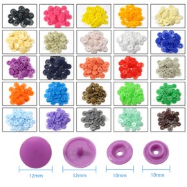 TOAOB T5 Plastic Press Studs Sewing Free 12 mm 500 Set Colourful Buttons 25 Colours for DIY Crafts Scrapbook