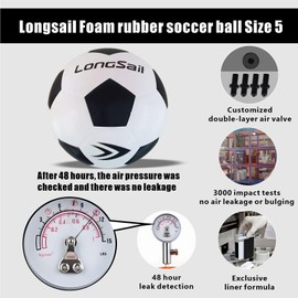 Longsail Foam Waterproof Soccer Ball USA Size 3,4,5 Kids Youth Adult Seamless High Durability Leisure Sports Beginners Club Competition Training (Black/White, Size 4)