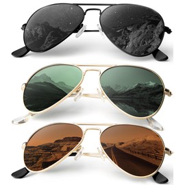 NSSIW Aviator Sunglasses for Men Women, Polarized Pilot Sunglasses, Premium Sun Glasses with UV 400 Protection for Driving, Running, Traveling (3 Packs)