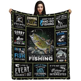 WZOMT Fish Blanket - Plush Fishing Gifts for Men & Women, Unique & Funny, 60"x50"