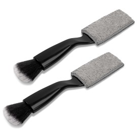 Newellsail Double Head Car Cleaning Brush 2 in 1 Car Interior Detailing Brush Car Dust Brush for Cleaning Air Vent Dashboard Seat 2 Pieces (Black)