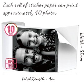 S1 Thermal Sticker Paper for Hello Blink Sticker Maker Refill Self-Adhesive Mini Thermal Printer Sticker Paper Roll Compatible for Phomemo Ponek Memoking T02 M02X M02 M02S To2 57 2-1/4" 10 Rolls White