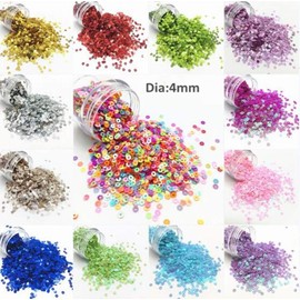 Around 10000pcs 4mm Sequin Flat Round Loose Sequins Matte Sewing Paillette for Wedding Garment Shoe DIY Craft Accessories (White, 4mm)
