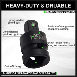 6 Piece Impact Socket Adapter and Reducer Set, 1/4" 3/8" 1/2" 3/4" Socket Wrench Adapter With Storage Case, Impact Driver Adapter Set Square Drive Sockets