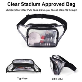 Clear Purses for Women Stadium, Fanny Pack Clear Bag Clear Bag Stadium Approved, Belt Bag Clear Stadium Bag Crossbody Bags for Women Trendy (Blue)