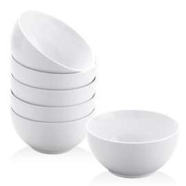 Yedio Small Bowls Set, White Ceramic Bowls of 6, 10 oz Porcelain Bowl for Kitchen Dessert Rice Side Dish Snack Soup Fruits Cereal Ice Cream, Microwave Dishwasher Freezer Oven Safe Easy Clean Stackable