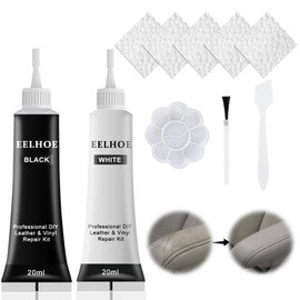 Leather Repair Set, Leather Repair Cream, Leather Repair Kit Black, Liquid Leather Repair Kit, Leather Scratch Restorer, Leather Repair Filler Sofas, Black, 2 Pieces (White and Black))
