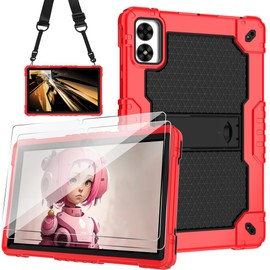 Doemoil Case for Vortex ZTAB10/T10M PRO 10.1 inch Tablet Hybrid Shockproof Case Built in Kickstand with Screen Protector for Vortex ZTAB 10/T10M PRO 10.1 inch Tablet (Red/Black/2 PCS)