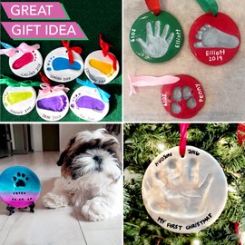 Luna Bean Baby Handprint & Baby Footprint Kit - Fun & Easy DIY Ornament Baby Keepsake Kit for Baby Boys & Girls, Newborn Gift, Baby's First Christmas, New Mom Gifts, Baby Shower Registry, Holiday