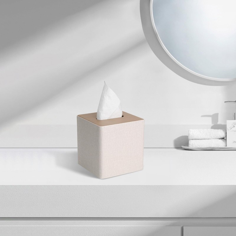 Modern Square Tissue Box Cover, Decorative Bathroom Facial Tissue Holder,