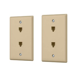 Monoprice Duplex Phone Jack Plate - Ivory (2 Pack) | Terminating 4-Conductor (4P4C) Phone Lines