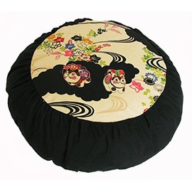 Boon Decor Meditation Cushion Zafu Buckwheat Pillow - Heavenly Kitties - Kimono Japanese Lucky Cats