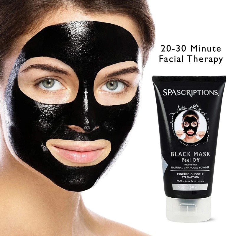 SPASCRIPTIONS BLACK MASK PEELOFF CHARCOAL POWDER MINIMIZE SMOOTHE STRENGTHEN 5oz