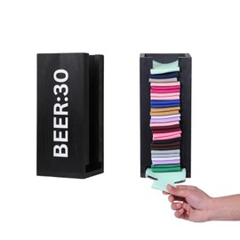 GoFika Can Cooler Holder Dispenser Wall Mounted Wood Black 'BEER:30' Storage for Home & Bar