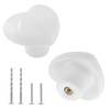 Qjaiune 2pcs Ceramic Cabinet Knobs White Drawer Knobs, Heart Shaped