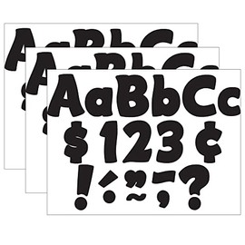 Teacher Created Resources Black Funtastic 4" Letters Combo Pack, 208 Per Pack, 3 Packs