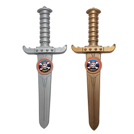 Nereds 2pcs Kids Pirate Dagger Sword Set Durable Plastic Pirate Sword Pretend Play Toy for Theme Birthday Party Christmas Cosplay Costume Accessories Stage Props