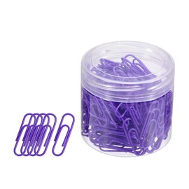 sourcing map 200 Pcs Paper Clips, Office Clips Smooth Surface with Box | Keep Desk Neat, Great for Office, Art, Home, Daily Use (Purple, 1.1-Inch)