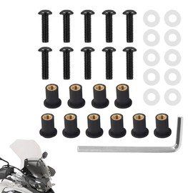 Motorcycle Windshield Mounting Screws, M5 x 16 mm Motorcycle Windscreen Bolts, Pack of 10 Bolts and Screws for Windscreen, Screwdriver, Windshield Mounting Screws