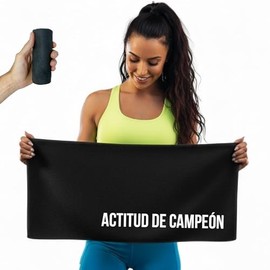 Toalla Premium para Gym de Microfibra | Frases motivadoras | Ultra Absorbente | Super compacta y Ligera | Toalla Secado rápido Deportiva (Actitud de campeón)
